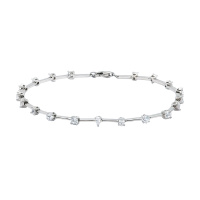 Silver Bracelet with Stationed clear CZs on Bars