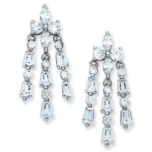 Silver Fancy Multi Shape Clear CZ Drop Earrings